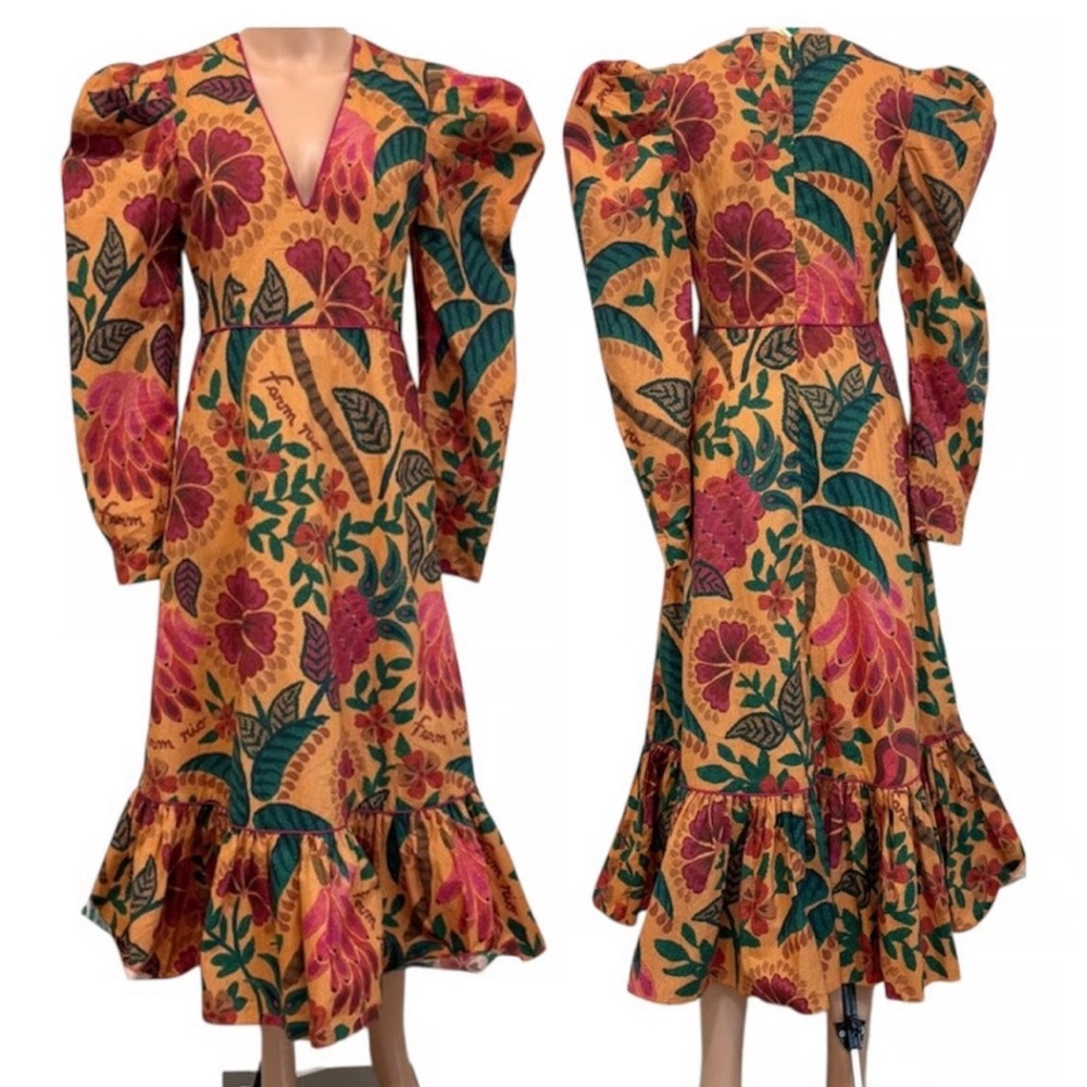 FARM Rio Vibrant Floral Puff Sleeve Dress - Picture 3 of 5